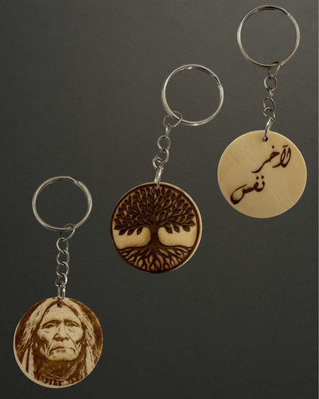 Custom Round Wooden Keychain