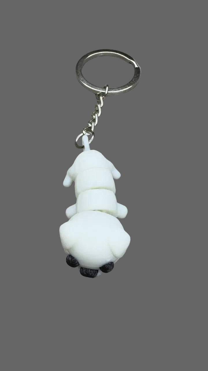 Wiggly White Puppy Keychain